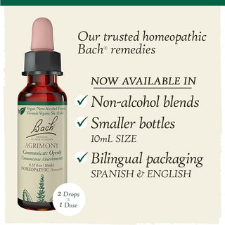 Bach Original Flower Remedies, Agrimony for Open Communication (Non-Alcohol Formula), 10mL Dropper