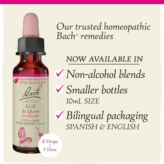 Bach Original Flower Remedies, Elm for Efficiency & Self-Assurance (Non-Alcohol Formula), 10mL Dropper