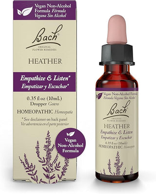 Bach Original Flower Remedies, Heather for Empathy (Non-Alcohol Formula), 10mL Dropper