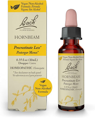Bach Original Flower Remedies, Hornbeam for Procrastination (Non-Alcohol Formula), 10mL Dropper