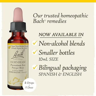 Bach Original Flower Remedies, Hornbeam for Procrastination (Non-Alcohol Formula), 10mL Dropper