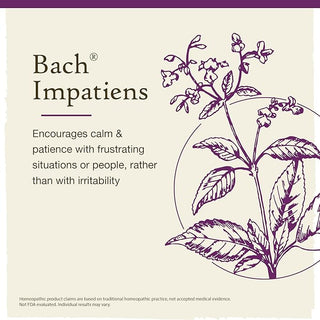 Bach Original Flower Remedies, Impatiens for Patience (Non-Alcohol Formula), 10mL Dropper