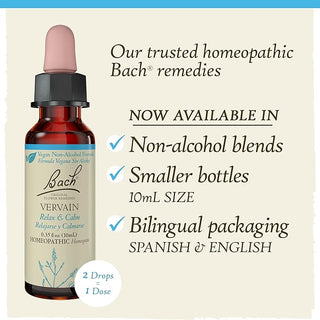 Bach Original Flower Remedies, Vervain for Relaxation and Calm (Non-Alcohol Formula), 10mL Dropper