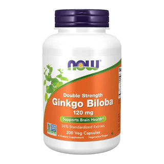 NOW Supplements, Ginkgo Biloba 120 mg, Double Strength, Non-GMO Project Verified, 200 Veg Capsules